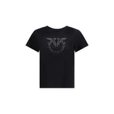 PINKO Black Cotton T-Shirt